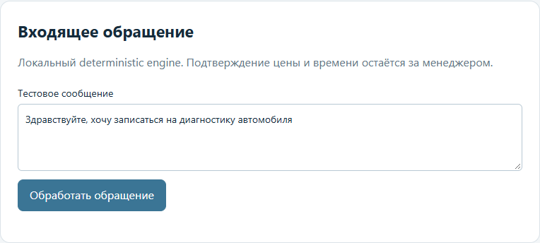 Интерфейс AI Administrator с демонстрационными данными